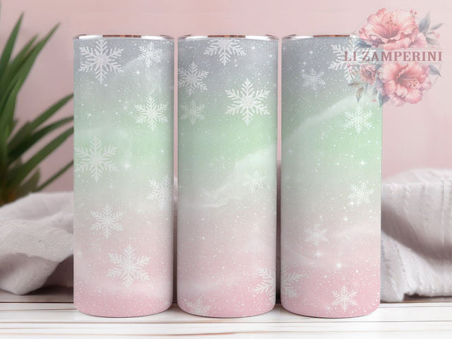 Cotton Candy Snowflake Tumbler, Winter Holidays Wrap, Glitter Mug Design, Cotton Candy Color Cup, Sublimation Wrap, Festive Drinkware, Cute Christmas Gift Sublimation Li Zamperini 