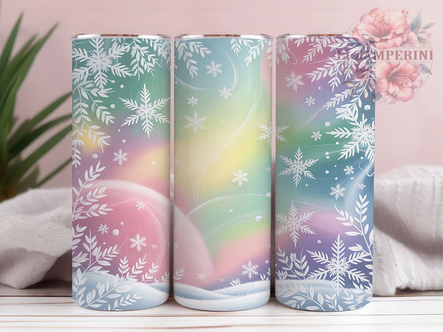 Cotton Candy Snowflake Tumbler, Winter Holidays Wrap, Glitter Mug Design, Cotton Candy Color Cup, Sublimation Wrap, Festive Drinkware, Cute Christmas Gift Sublimation Li Zamperini 