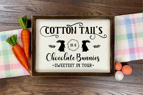 Cotton Tail's Chocolate SVG I Farmhouse Easter Sign SVG SVG Happy Printables Club 