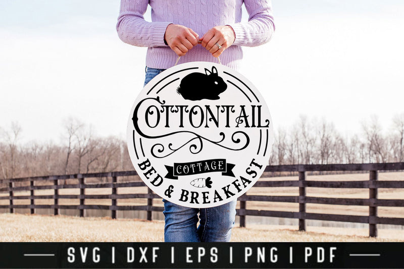 Cottontail Cottage, Farmhouse Easter Sign SVG - So Fontsy