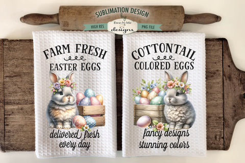 Cottontail Easter Eggs Kitchen Towel Sublimation Designs Sublimation Ewe-N-Me Designs 