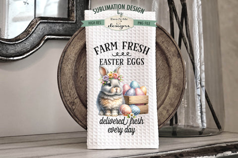 Cottontail Easter Eggs Kitchen Towel Sublimation Designs Sublimation Ewe-N-Me Designs 