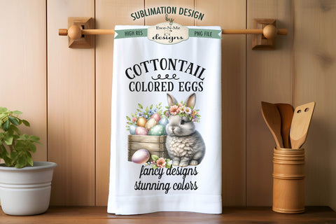 Cottontail Easter Eggs Kitchen Towel Sublimation Designs Sublimation Ewe-N-Me Designs 
