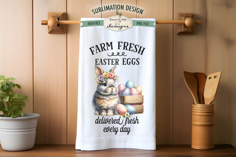 Cottontail Easter Eggs Kitchen Towel Sublimation Designs Sublimation Ewe-N-Me Designs 