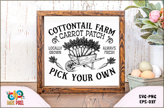 Cottontail farm carrot patch locally grown always fresh pick your own SVG Sublimation Shetara Begum 