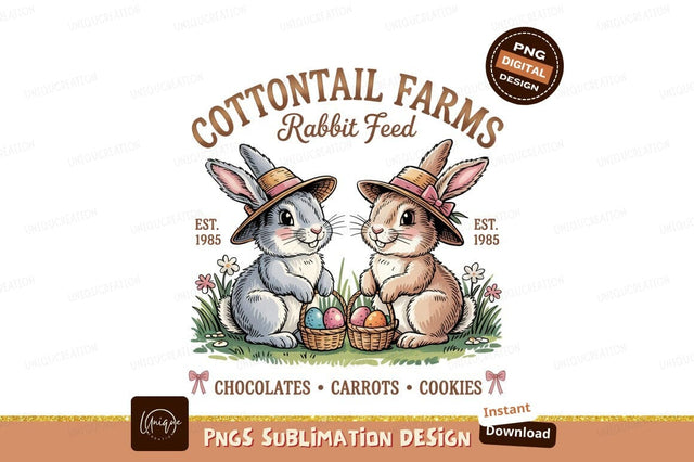 Cottontail Farms Rabbits Easter Sublimation Png Sublimation Designangry 