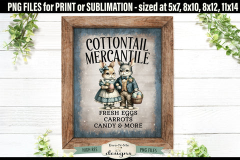 Cottontail Mercantile Sublimation Design | Vintage Sign PNG Sublimation Ewe-N-Me Designs 
