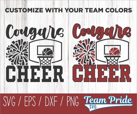 Cougar Basketball Cheer SVG Digital Download Printable - SVG, EPS, DXF, PNG SVG Team Pride SVG 