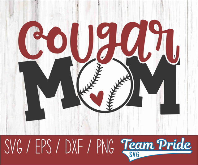 Cougars Baseball Mom SVG Digital Download Printable - SVG, EPS, DXF, PNG SVG Team Pride SVG 