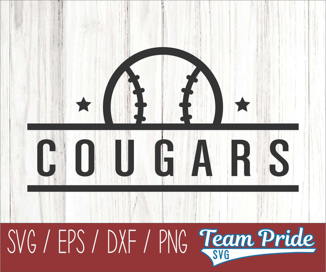 Cougars Baseball SVG Digital Download Printable - SVG, EPS, DXF, PNG SVG Team Pride SVG 