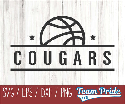 Cougars Basketball SVG Digital Download Printable - SVG, EPS, DXF, PNG 2 SVG Team Pride SVG 