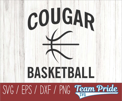 Cougars Basketball SVG Digital Download Printable - SVG, EPS, DXF, PNG SVG Team Pride SVG 