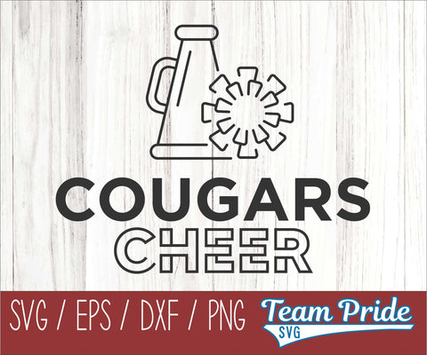 Cougars Cheer Line Art SVG Digital Download Printable - SVG, EPS, DXF, PNG SVG Team Pride SVG 