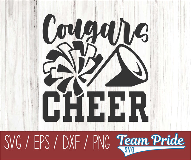 Cougars Cheer SVG Digital Download Printable - SVG, EPS, DXF, PNG SVG Team Pride SVG 