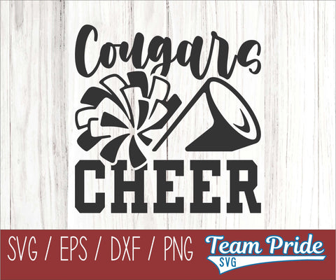 Cougars Cheer SVG Digital Download Printable - SVG, EPS, DXF, PNG SVG Team Pride SVG 