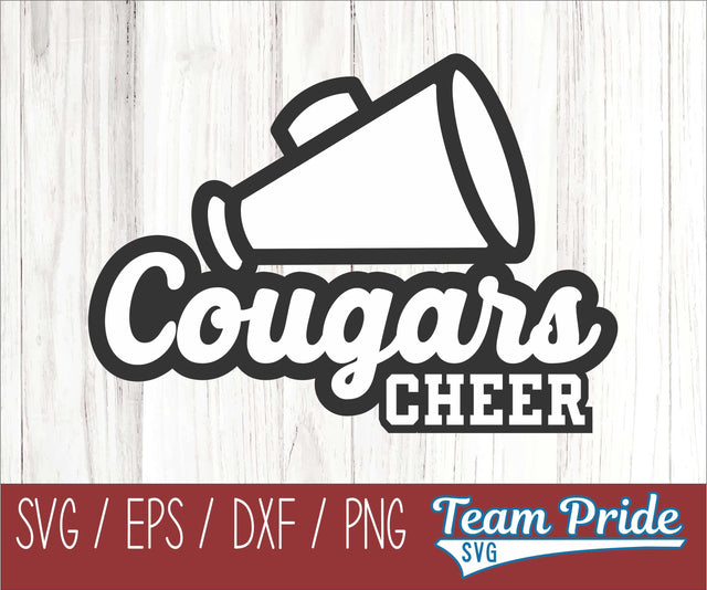 Cougars Cheer SVG Printable Digital Download SVG, EPS, DXF, PNG SVG Team Pride SVG 