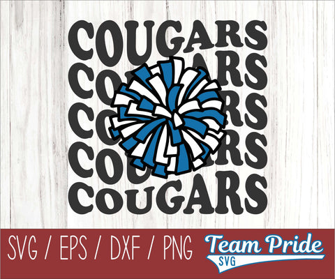Cougars Cheer Vintage Wave SVG Digital Download Printable - SVG, EPS, DXF, PNG SVG Team Pride SVG 