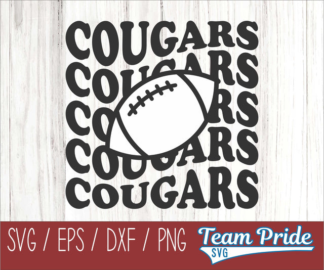 Cougars Football Retro Wave SVG Digital Download Printable - SVG, EPS, DXF, PNG SVG Team Pride SVG 