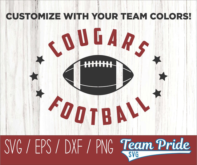 Cougars Football SVG Digital Download Printable - SVG, EPS, DXF, PNG 3 SVG Team Pride SVG 