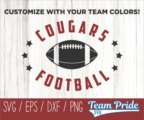 Cougars Football SVG Digital Download Printable - SVG, EPS, DXF, PNG 3 SVG Team Pride SVG 