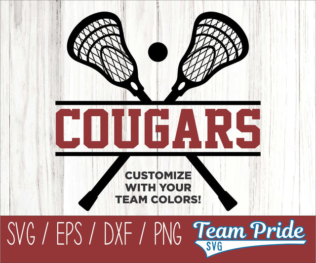 Cougars Lacrosse SVG Digital Download Printable - SVG, EPS, DXF, PNG SVG Team Pride SVG 