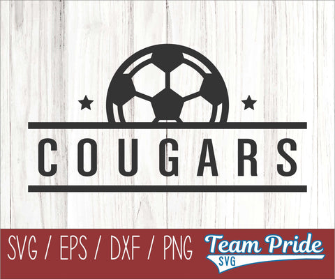 Cougars Soccer SVG Digital Download Printable - SVG, EPS, DXF, PNG SVG Team Pride SVG 