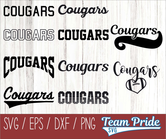 Cougars SVG Bundle Digital Download Printable - SVG, EPS, DXF, PNG SVG Team Pride SVG 