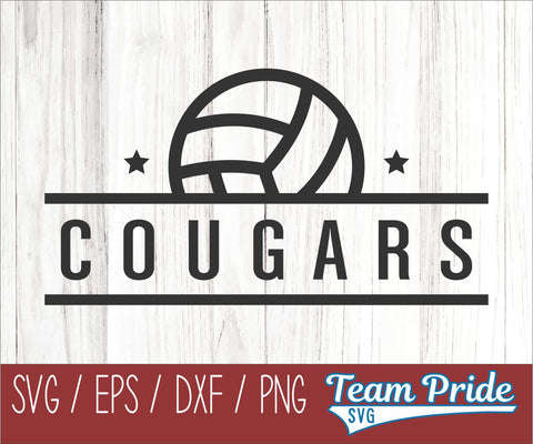 Cougars Volleyball SVG Digital Download Printable - SVG, EPS, DXF, PNG 2 SVG Team Pride SVG 