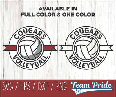 Cougars Volleyball SVG Digital Download Printable - SVG, EPS, DXF, PNG SVG Team Pride SVG 