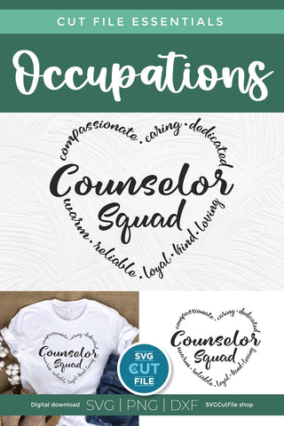 Counselor squad svg, counselor svg heart text SVG SVG Cut File 