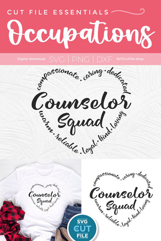 Counselor squad svg, counselor svg heart text SVG SVG Cut File 