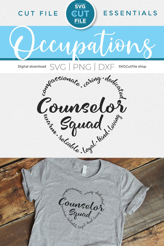 Counselor squad svg, counselor svg heart text SVG SVG Cut File 