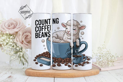 Counting Coffee Beans Tumbler Wrap Sublimation sassyprint 