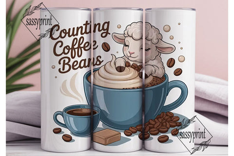Counting Coffee Beans Tumbler Wrap Sublimation sassyprint 