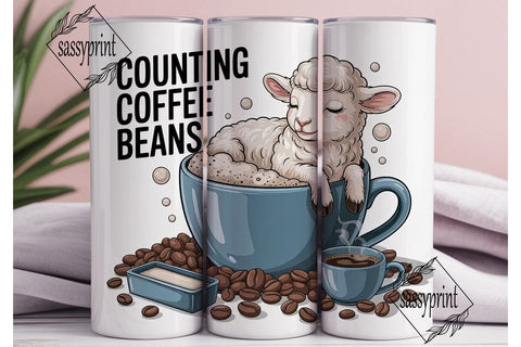 Counting Coffee Beans Tumbler Wrap Sublimation sassyprint 