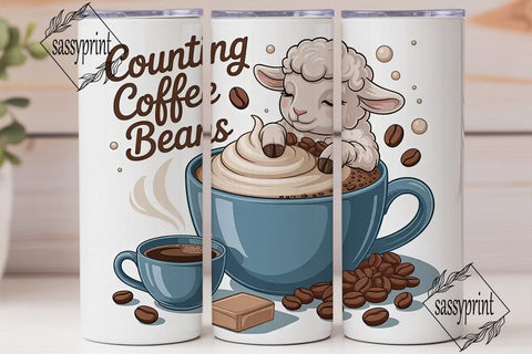 Counting Coffee Beans Tumbler Wrap Sublimation sassyprint 