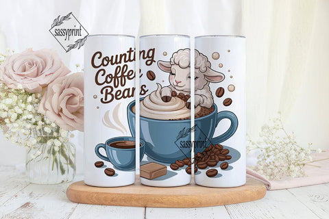 Counting Coffee Beans Tumbler Wrap Sublimation sassyprint 