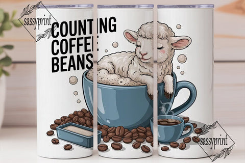Counting Coffee Beans Tumbler Wrap Sublimation sassyprint 