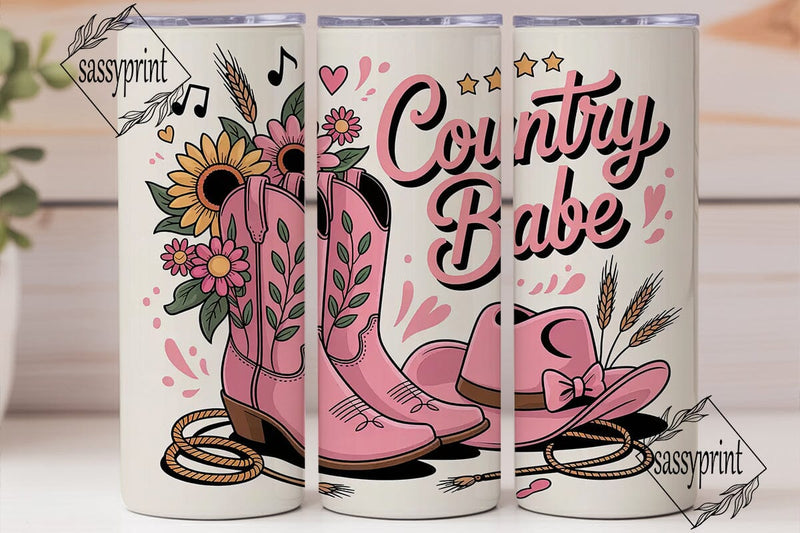 Country Babe 20oz Tumbler Wrap Sublimation sassyprint 