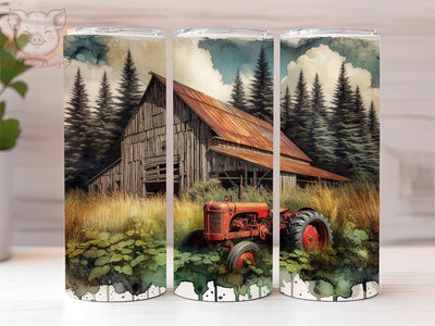 Country Barn And Tractor 20oz Tumbler Png, Straight & Tapered Tumbler Png, Tractor Tumbler Png, Digital Download PNG Sublimation Lara' s Designs 