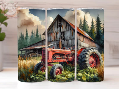 Country Barn And Tractor 20oz Tumbler Png, Straight & Tapered Tumbler Png, Tractor Tumbler Png, Digital Download PNG Sublimation Lara' s Designs 
