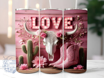 Country Boots Love 20oz Skinny Tumbler, Cowgirl Tumbler Png, Straight & Tapered Tumbler Wrap, Instant Digital Download Sublimation ToriDesigns 
