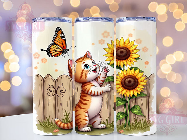 Country Cat Sunflowers 20oz Tumbler Wrap Sublimation Design, Straight Tapered Tumbler Wrap, Cute Kitten Tumbler Png, Instant Digital Download Sublimation SvggirlplusArt 