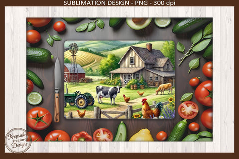 Country Charm Cutting Board Templates Png, Farmhouse Kitchen Sublimation Design, Housewarming Gift Decor Sublimation Keepsake Treasures Designs LLC. 