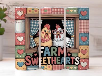 Country Chicken Valentine Tumbler, Country Farmhouse Wrap, Romantic Chicken Cup, 20oz Sublimation Wrap, Stylish Farm Animal Tumbler, Rustic Love Design Cup, Country Romance Wrap Sublimation Lara' s Designs 
