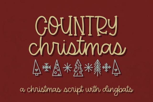 Country Christmas Shadow | Handwritten Font with Dingbats Font So Fontsy VIP Design Shop 