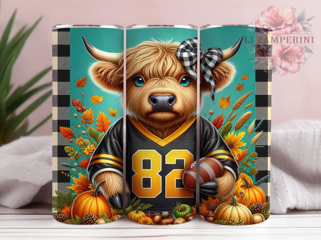 Country Cow Fall Football Tumbler Wrap, Fall Sports Tumbler, Mascot Cow PNG, Football Mama Sublimation, 20oz Tumbler Design, Country Cow Tumbler, Autumn Football Wrap Sublimation Li Zamperini 