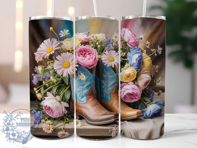 Country Cowgirl Boots Tumbler, Country Western Tumbler, Rustic 20oz Wrap, Sublimation Design, Stylish Gift Idea, Country Boots Wrap, Southwestern Western Tumbler Sublimation ToriDesigns 