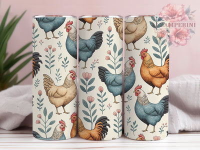 Country Cute Chicken Tumbler, Country Folk Tumbler, Farm Animal Design, 20oz Tumbler Wrap, Sublimation Design, Rustic Farm Gift, Poultry Lover Tumbler Sublimation Li Zamperini 