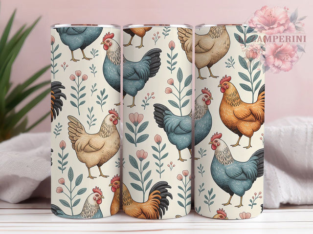 Country Cute Chicken Tumbler, Country Folk Tumbler, Farm Animal Design, 20oz Tumbler Wrap, Sublimation Design, Rustic Farm Gift, Poultry Lover Tumbler Sublimation Li Zamperini 